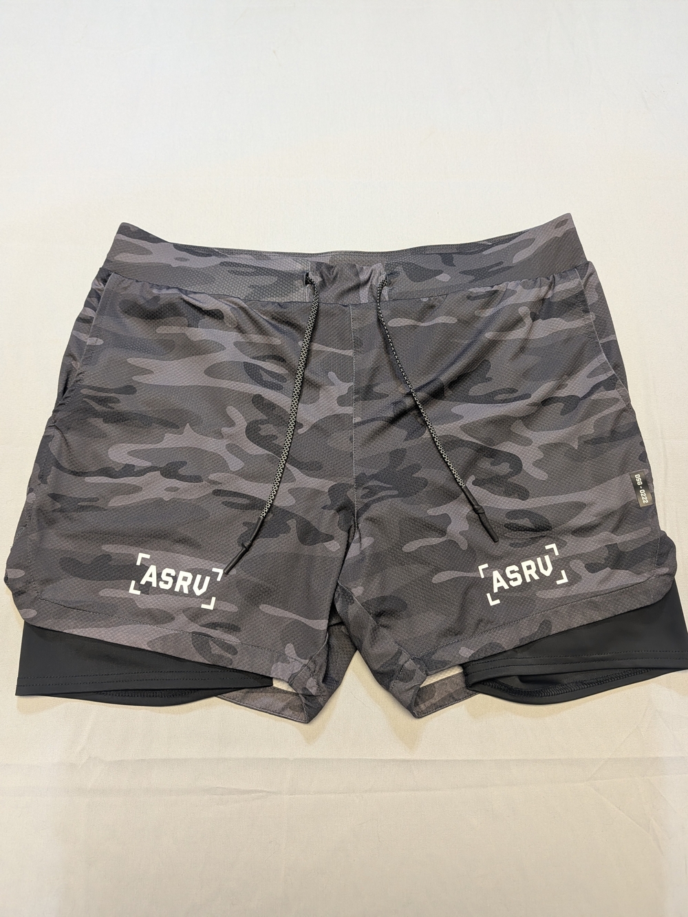 ASRV DSG-0222 Silver-Lite Camo Men's XL 2 in 1 Athletic Shorts Polygiene Lined